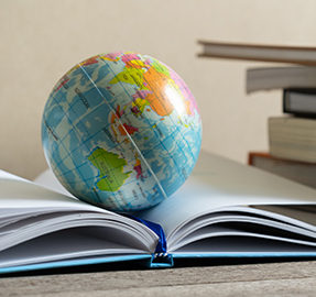 books with globe